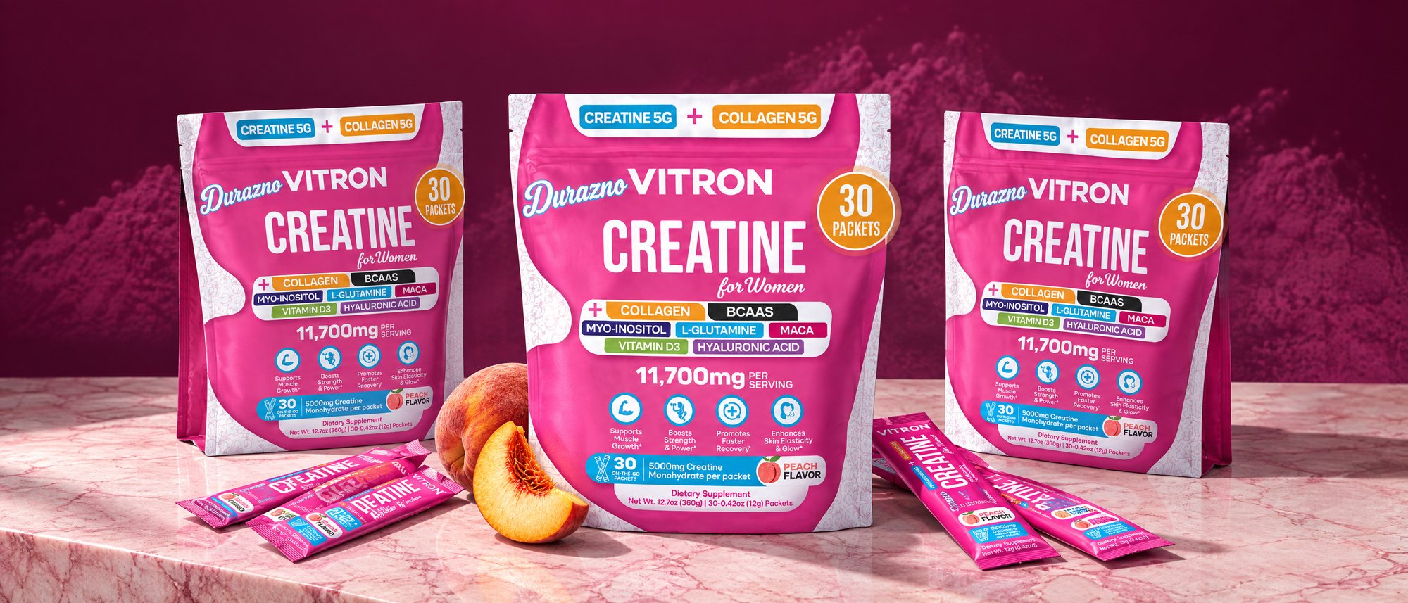 Tres bolsas de Vitron Creatina para Mujeres