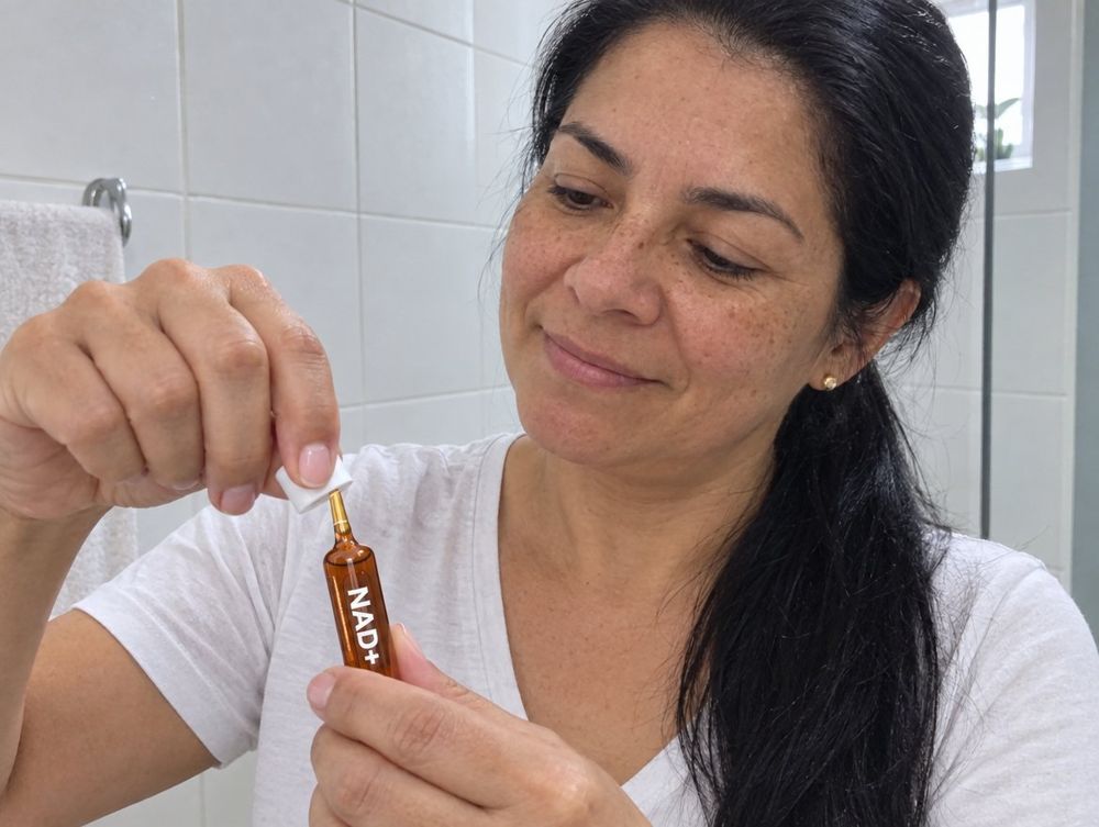 Clienta abriendo un vial con la tapa abridora