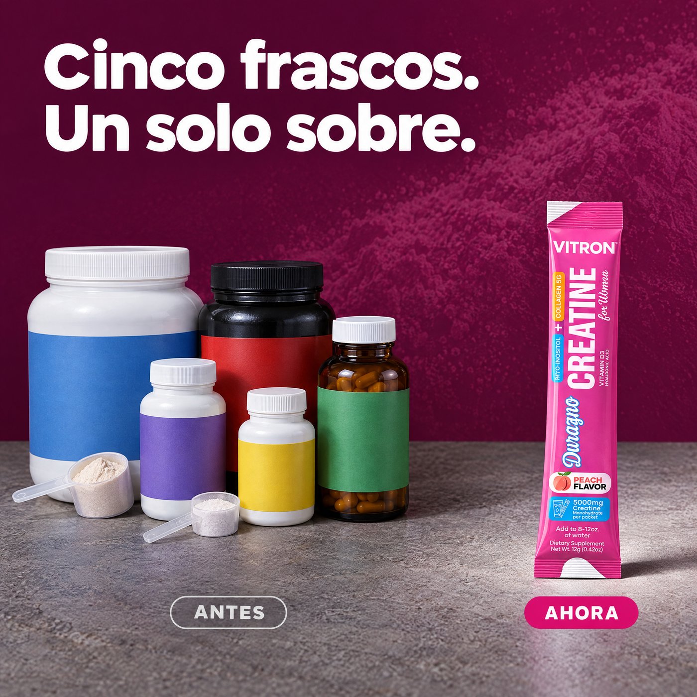 Cinco frascos vs. un solo sobre